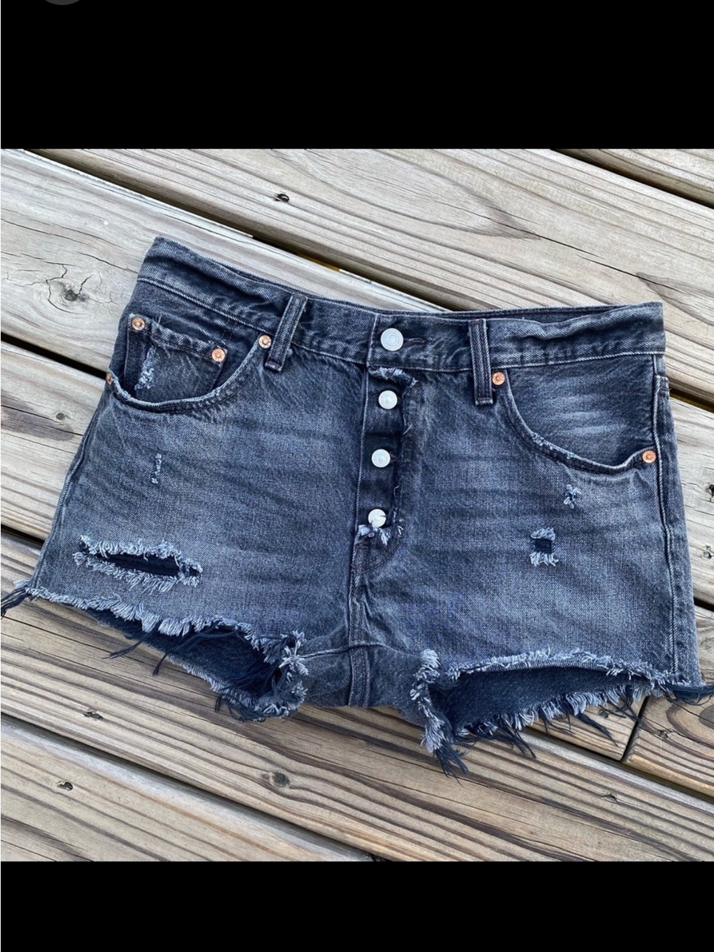 Levi’s 501 Denim Shorts Red Tab Faded Black